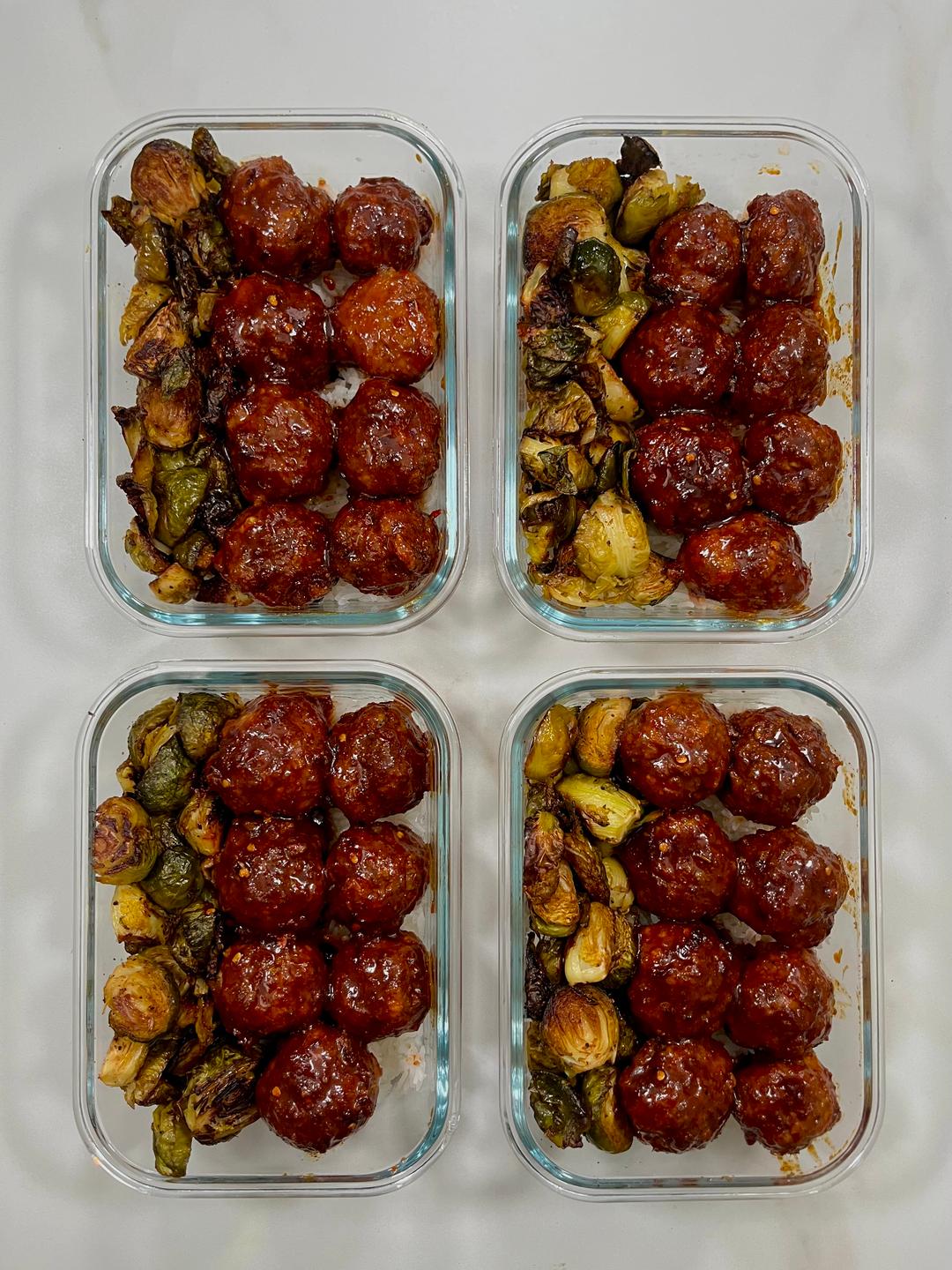 Four prepared servings of Korean Meatballs