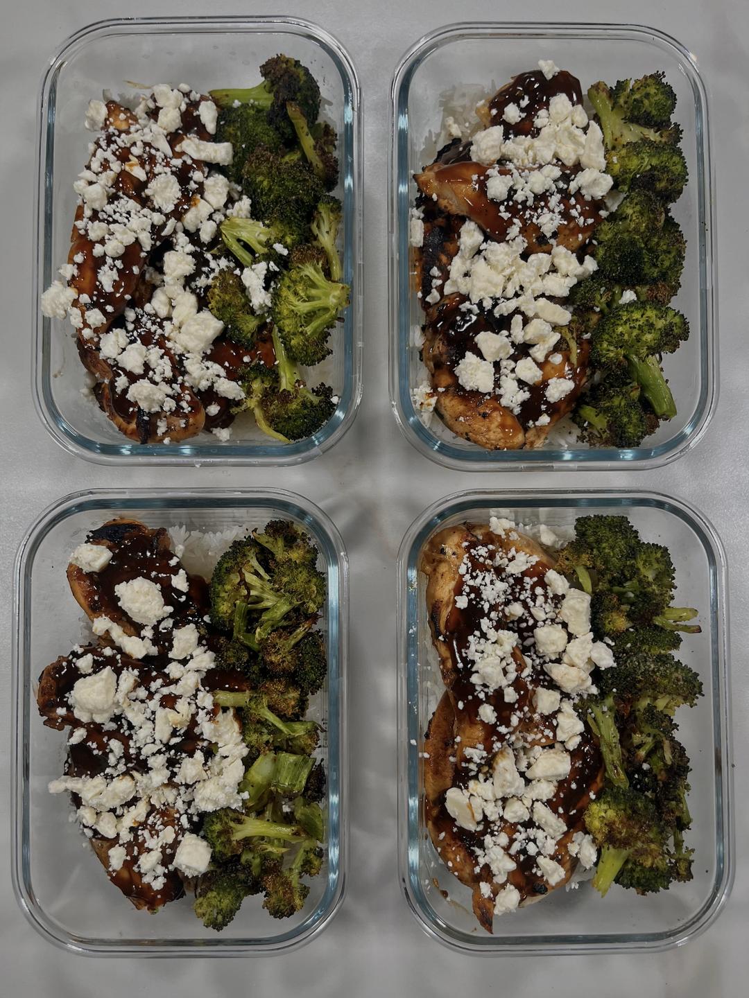 Four prepared servings of Double-Dipped Teriyaki Chicken