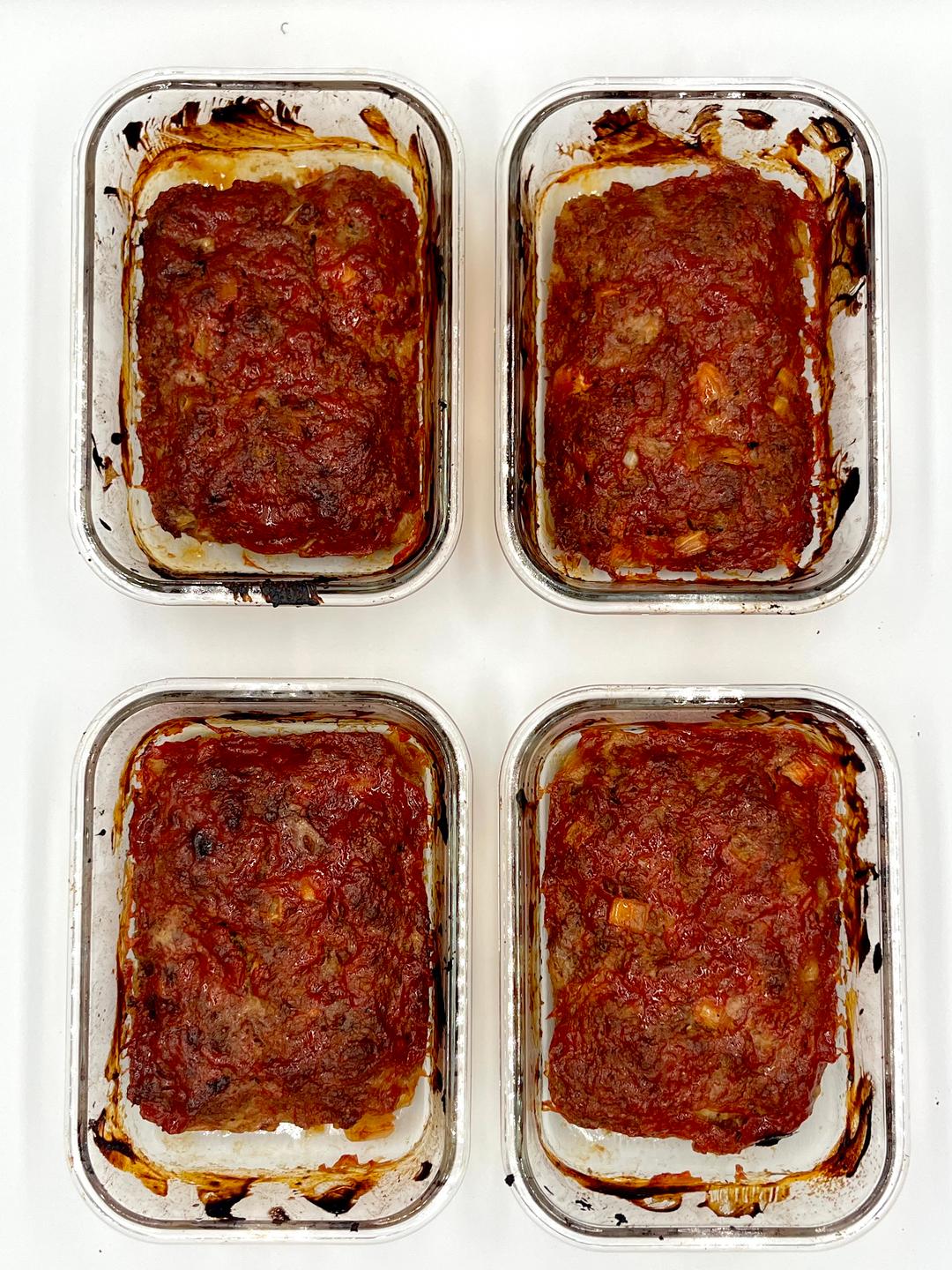 Four prepared servings of Mini Meatloaf