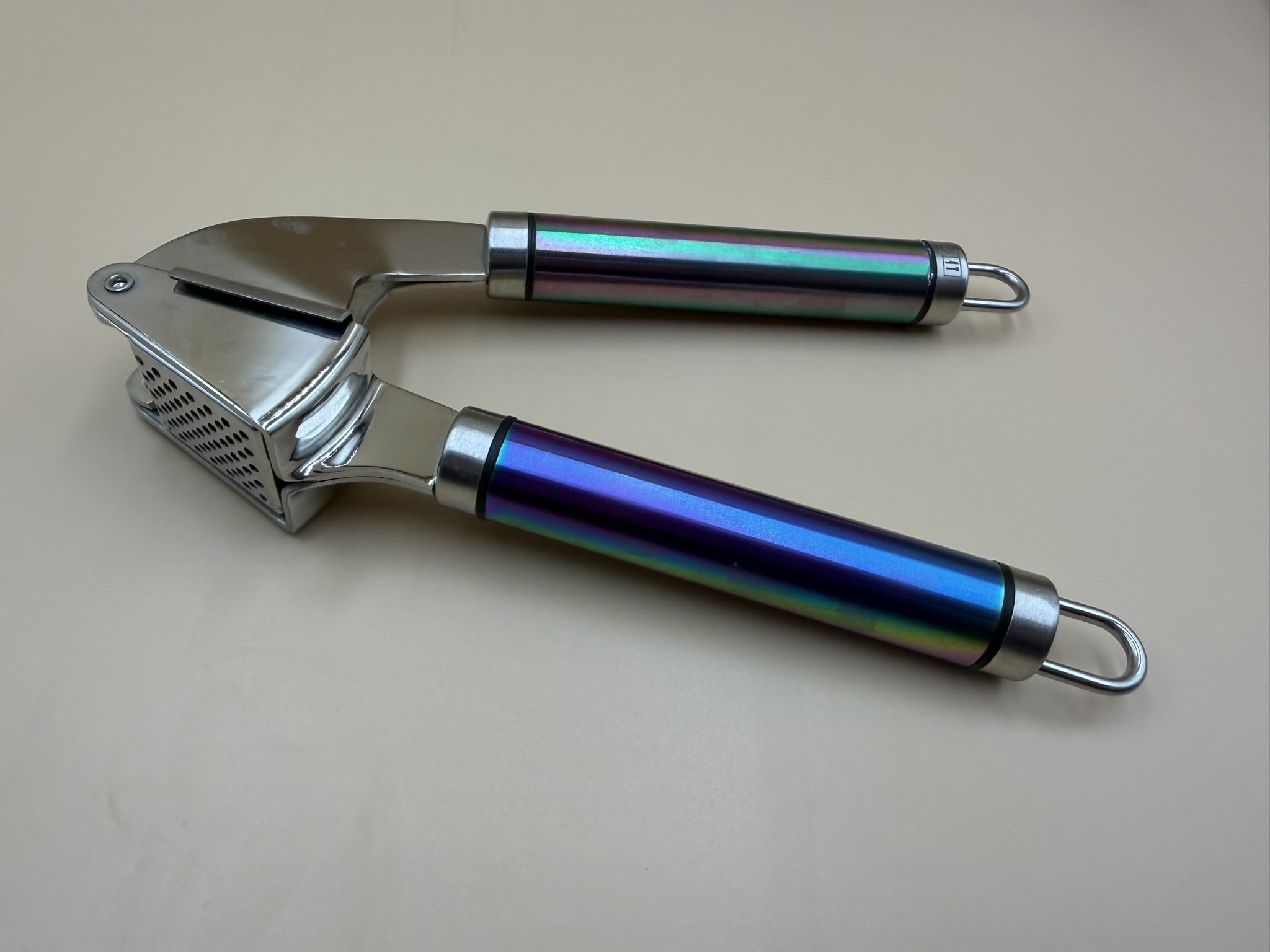 Stainless-steel garlic press