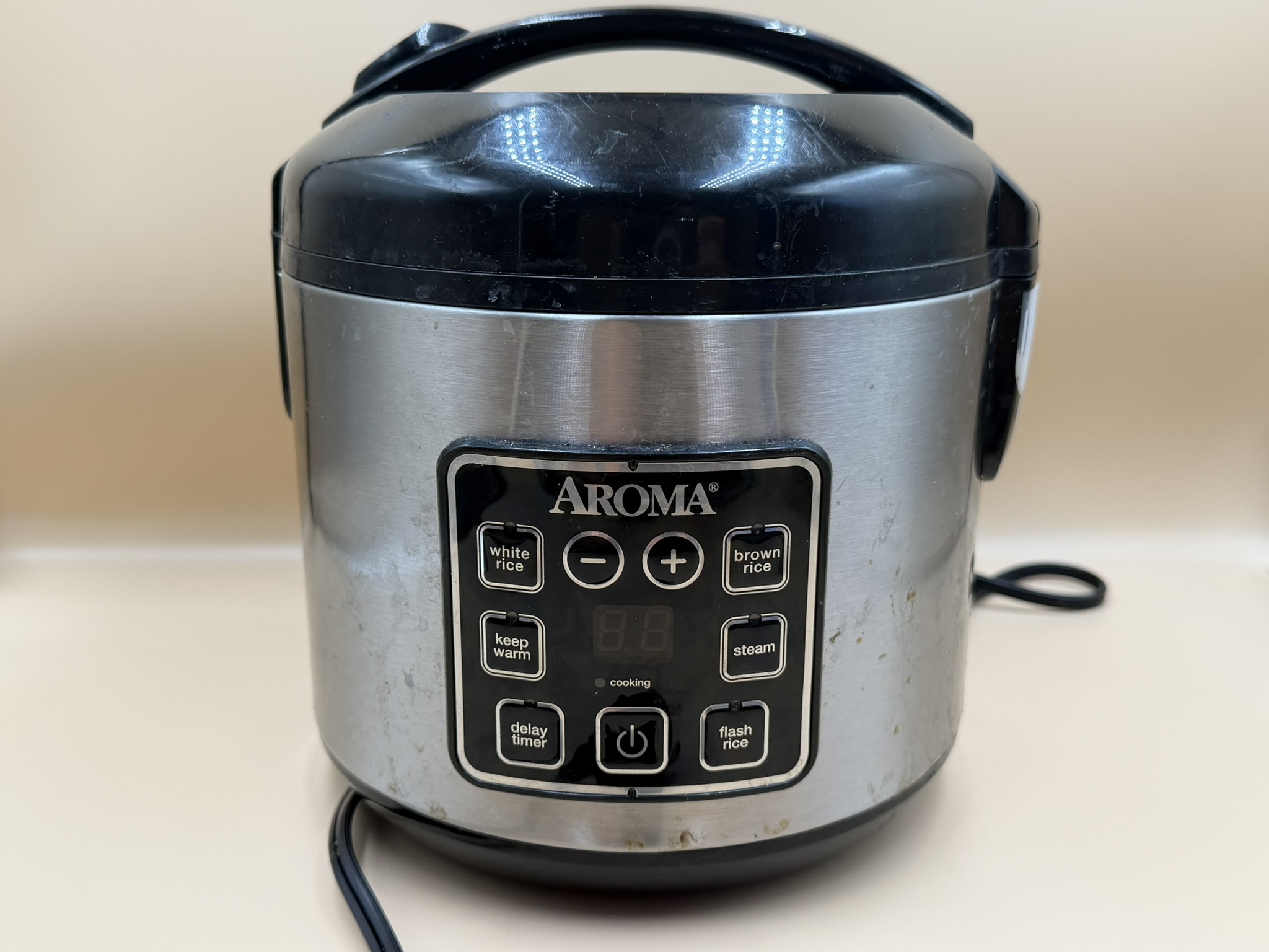 Compact stainless-steel rice cooker